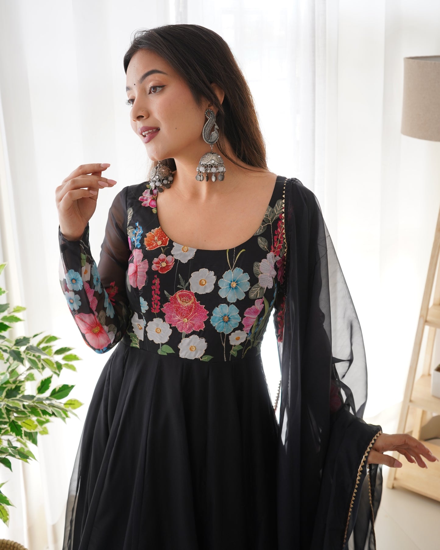 Floral Organza Silk Anarkali Suit Set For Women – Wedding &amp; Festive Collection 🌸