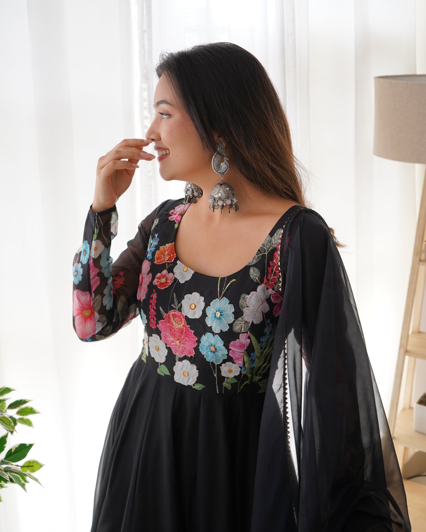 Floral Organza Silk Anarkali Suit Set For Women – Wedding &amp; Festive Collection 🌸