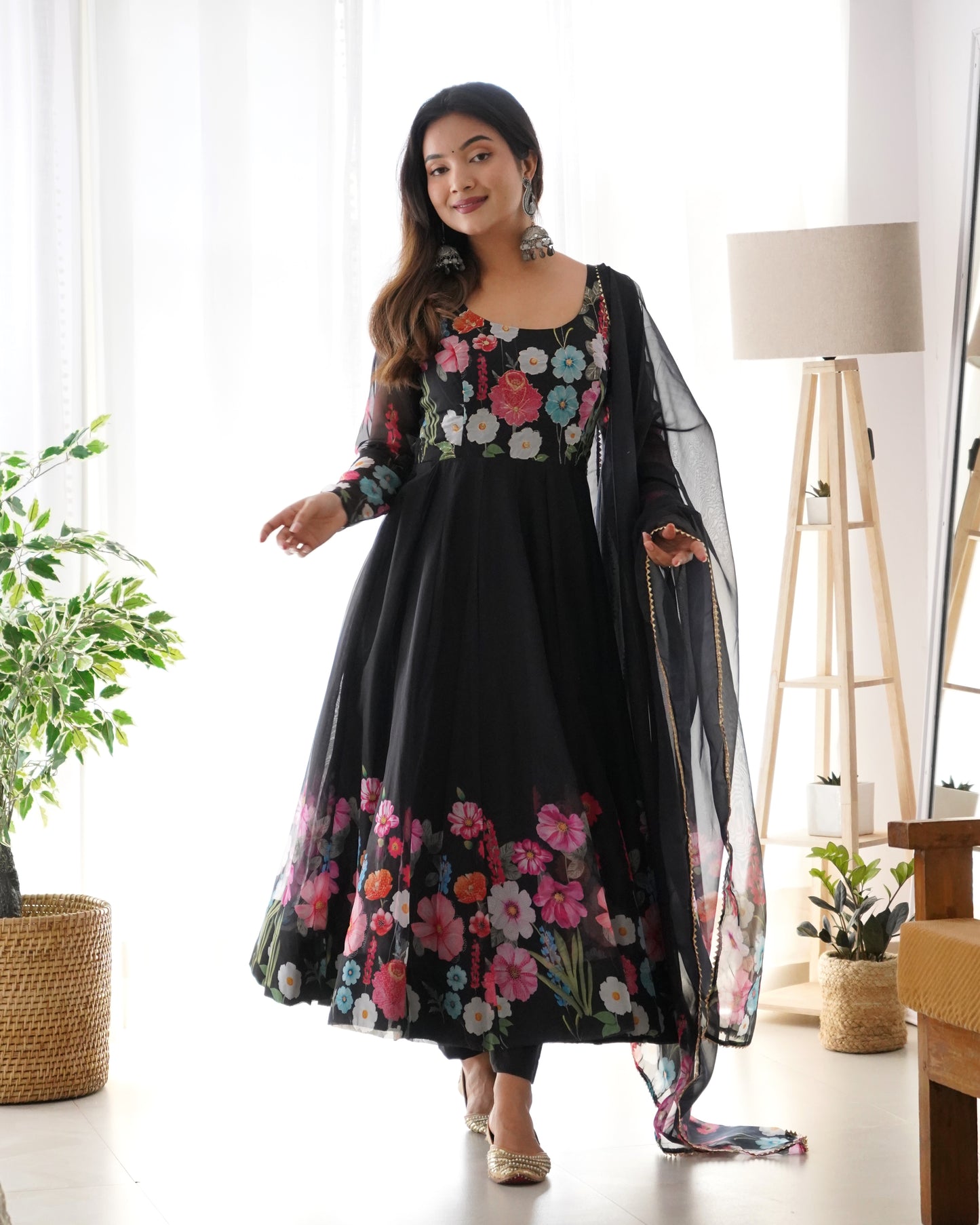 Floral Organza Silk Anarkali Suit Set For Women – Wedding &amp; Festive Collection 🌸