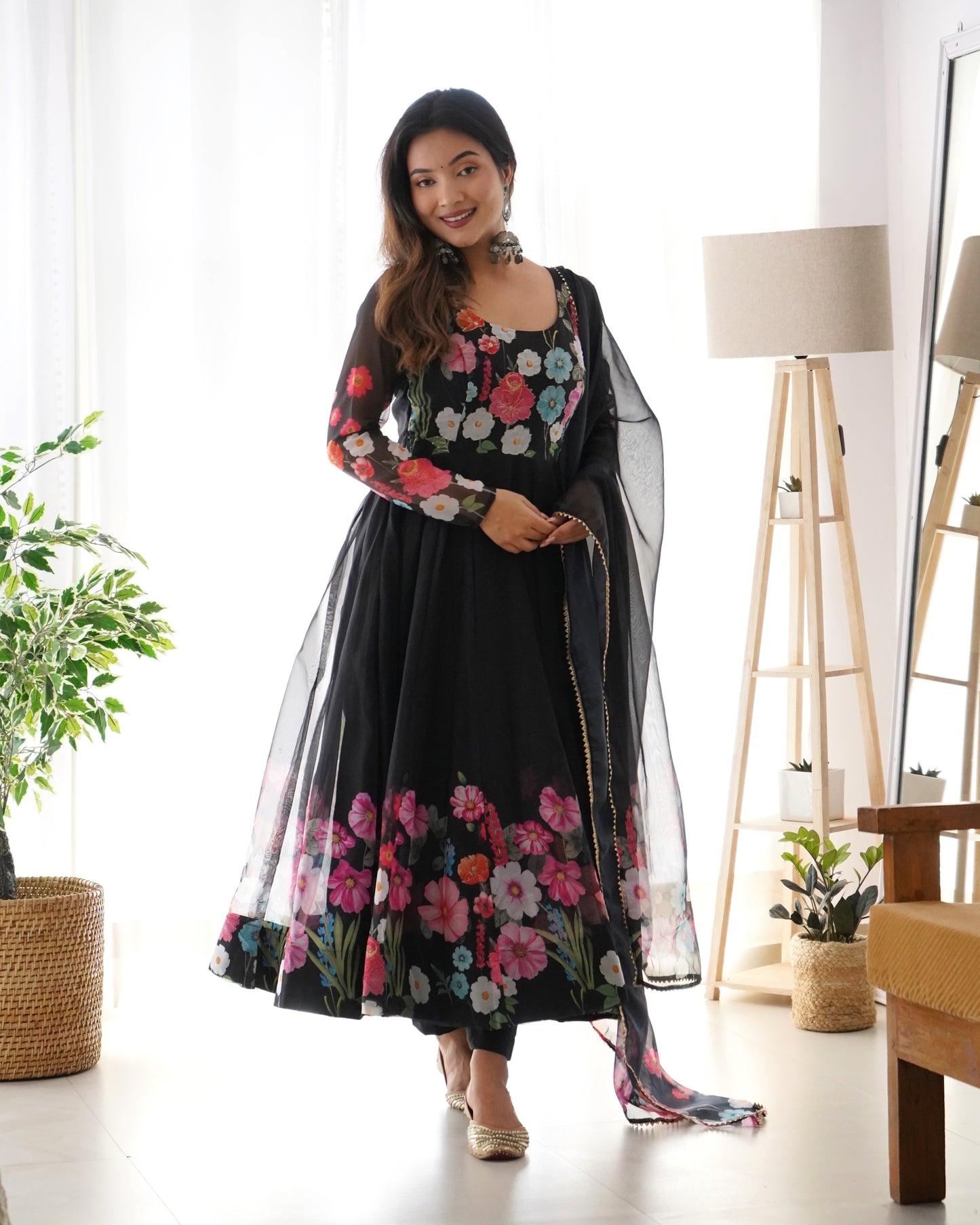 Floral Organza Silk Anarkali Suit Set For Women – Wedding &amp; Festive Collection 🌸