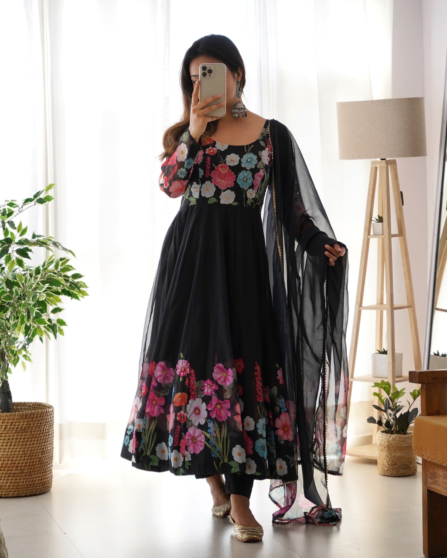 Floral Organza Silk Anarkali Suit Set For Women – Wedding &amp; Festive Collection 🌸