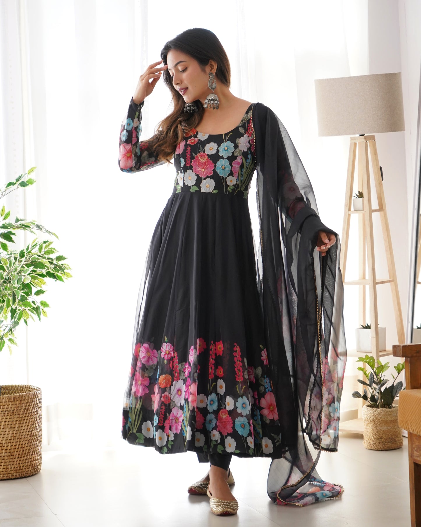 Floral Organza Silk Anarkali Suit Set For Women – Wedding &amp; Festive Collection 🌸