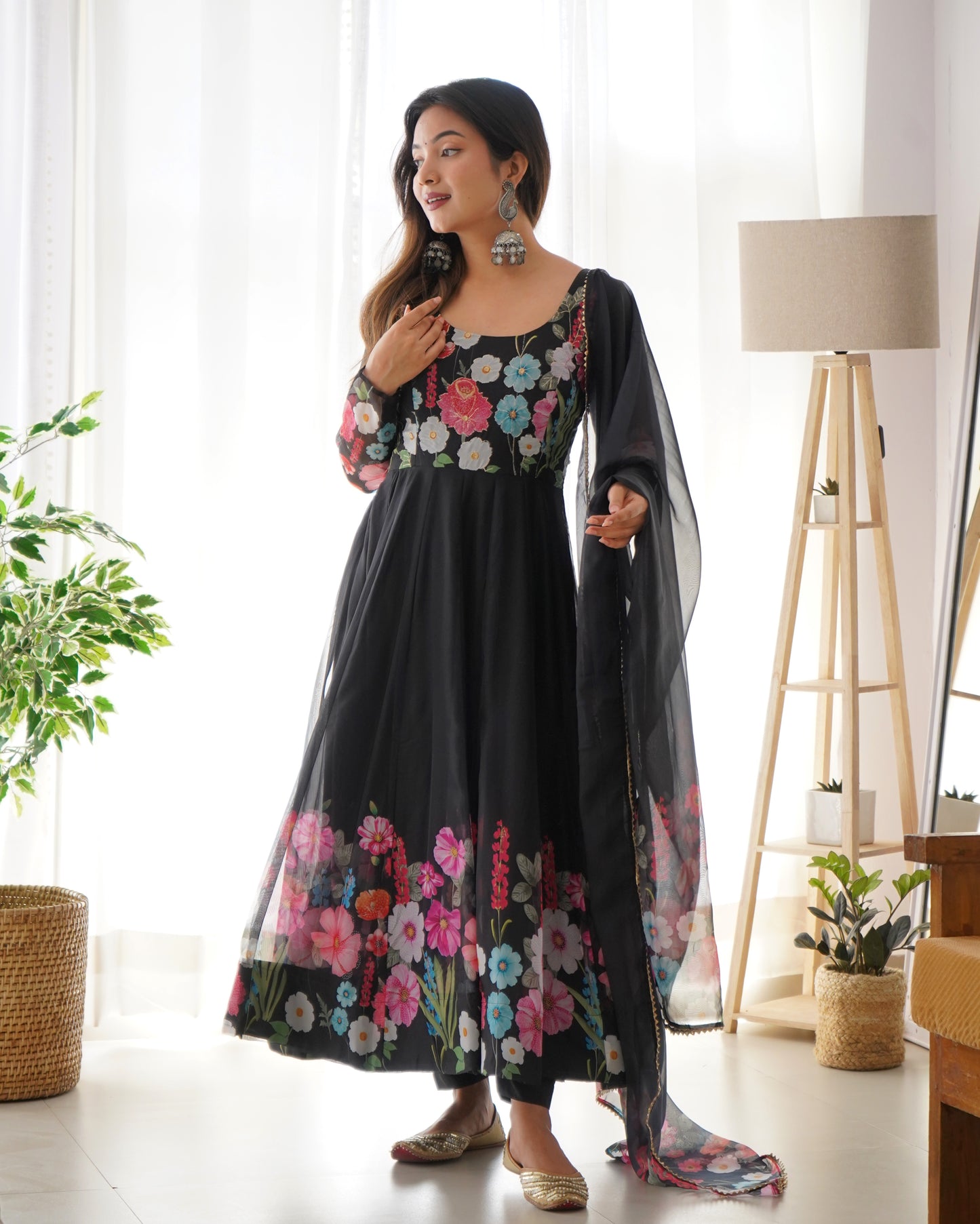 Floral Organza Silk Anarkali Suit Set For Women – Wedding &amp; Festive Collection 🌸