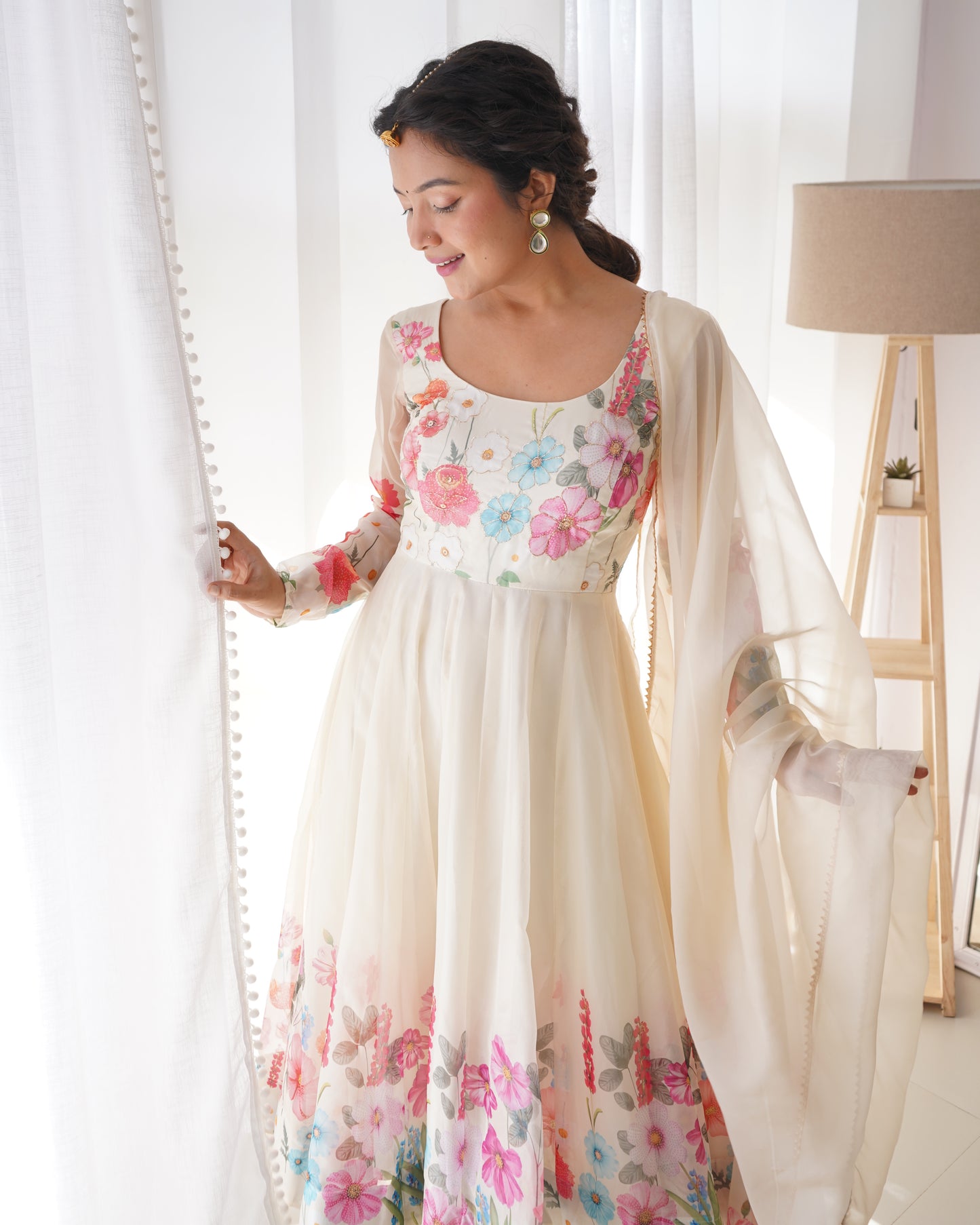 Floral Organza Silk Anarkali Suit Set For Women – Wedding &amp; Festive Collection 🌸