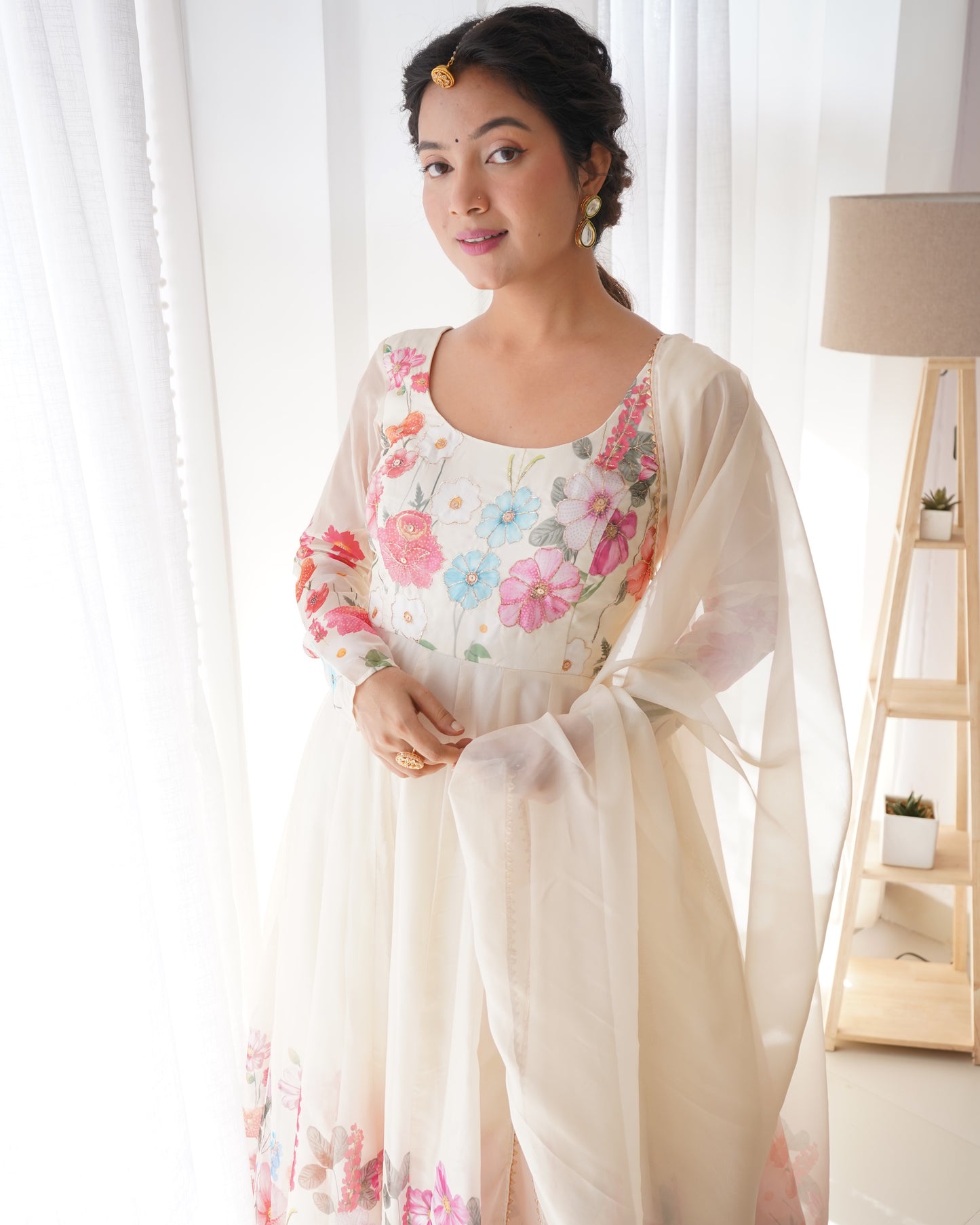 Floral Organza Silk Anarkali Suit Set For Women – Wedding &amp; Festive Collection 🌸