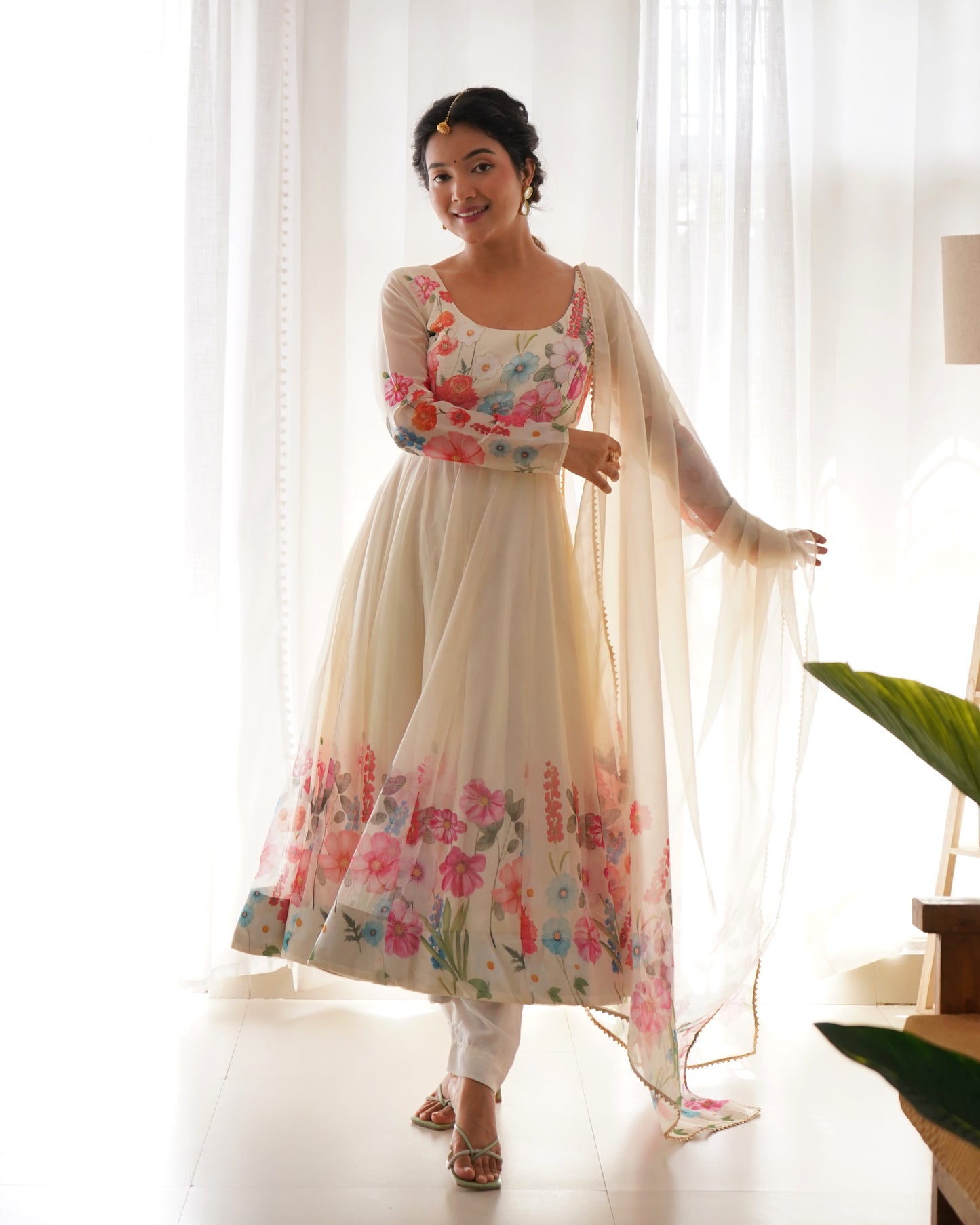 Floral Organza Silk Anarkali Suit Set For Women – Wedding &amp; Festive Collection 🌸