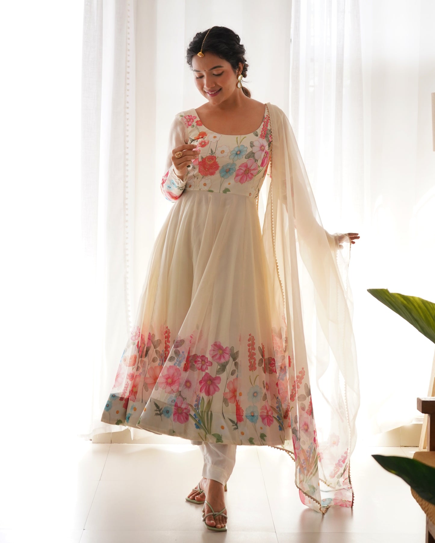 Floral Organza Silk Anarkali Suit Set For Women – Wedding &amp; Festive Collection 🌸