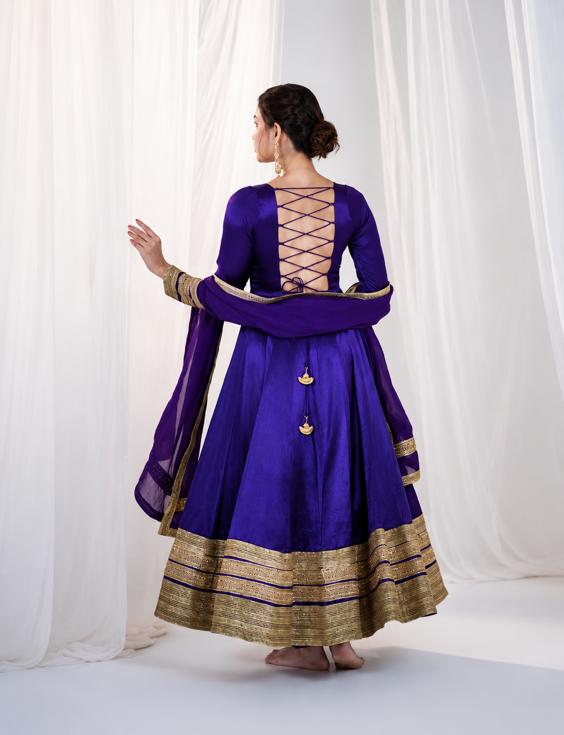 Majestic Heavy Silk Codding Work Anarkali Suit Set For Women