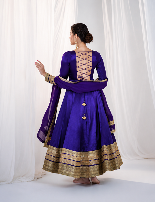 Majestic Heavy Silk Codding Work Anarkali Suit Set For Women
