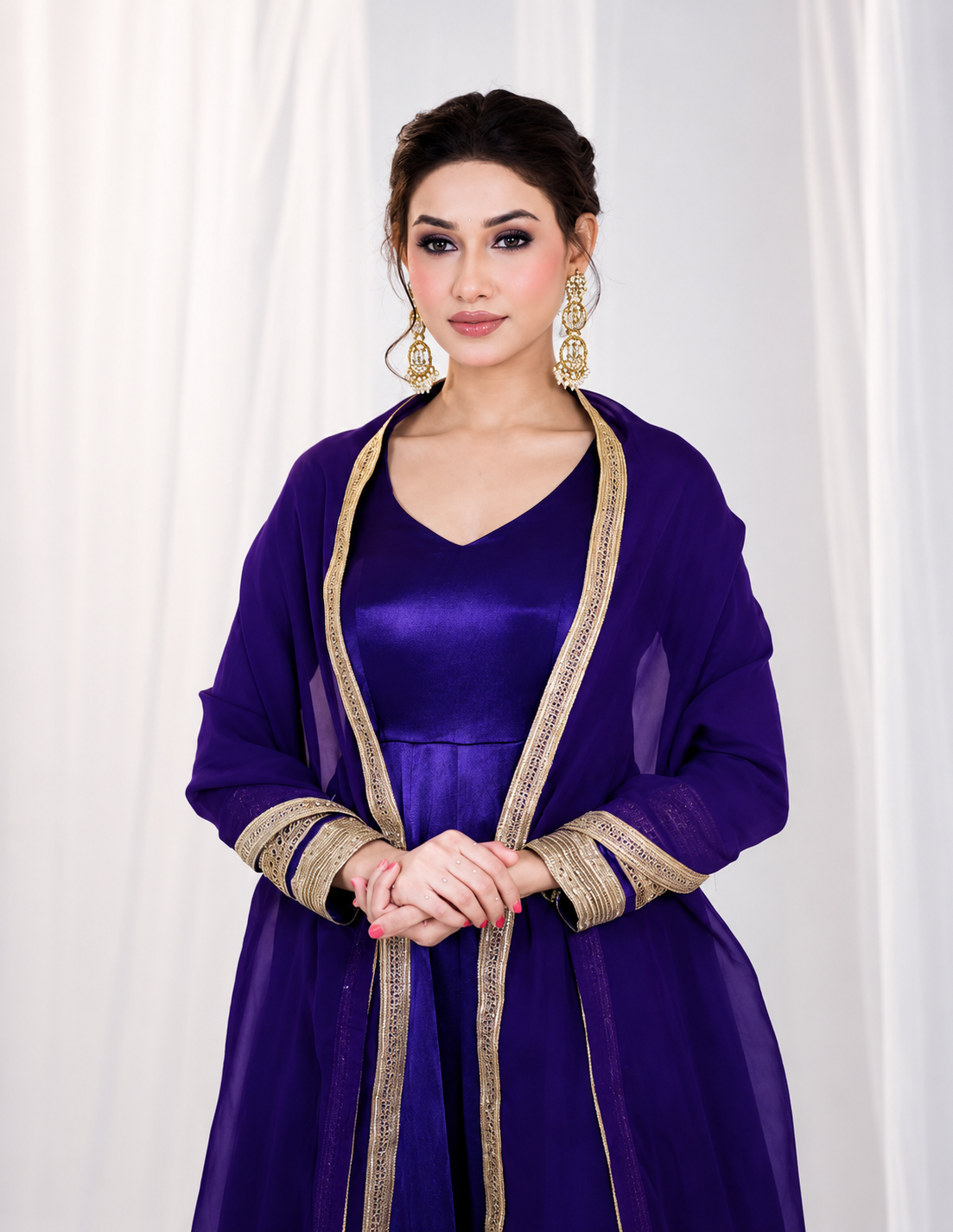 Majestic Heavy Silk Codding Work Anarkali Suit Set For Women