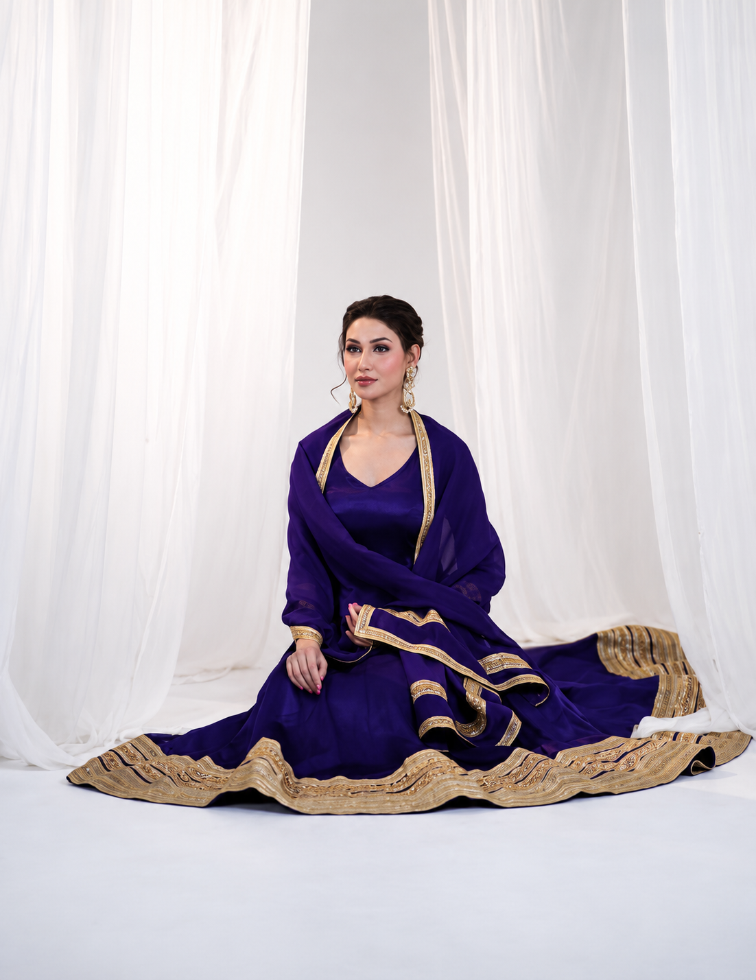 Majestic Heavy Silk Codding Work Anarkali Suit Set For Women