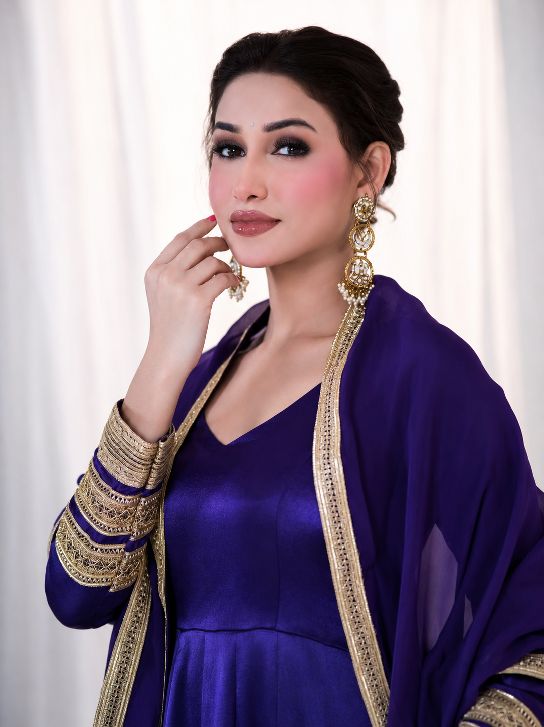 Majestic Heavy Silk Codding Work Anarkali Suit Set For Women