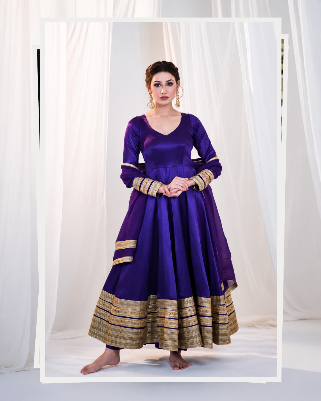 Majestic Heavy Silk Codding Work Anarkali Suit Set For Women