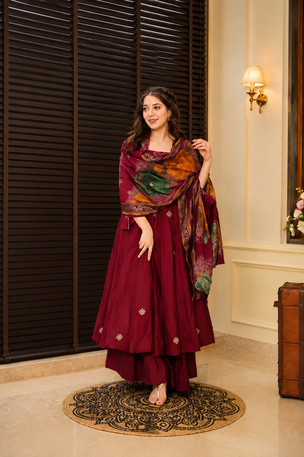 RAYON COTTON ZARI EMBROIDERY ANARKALI SUIT