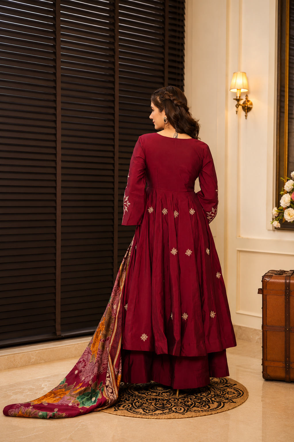 RAYON COTTON ZARI EMBROIDERY ANARKALI SUIT