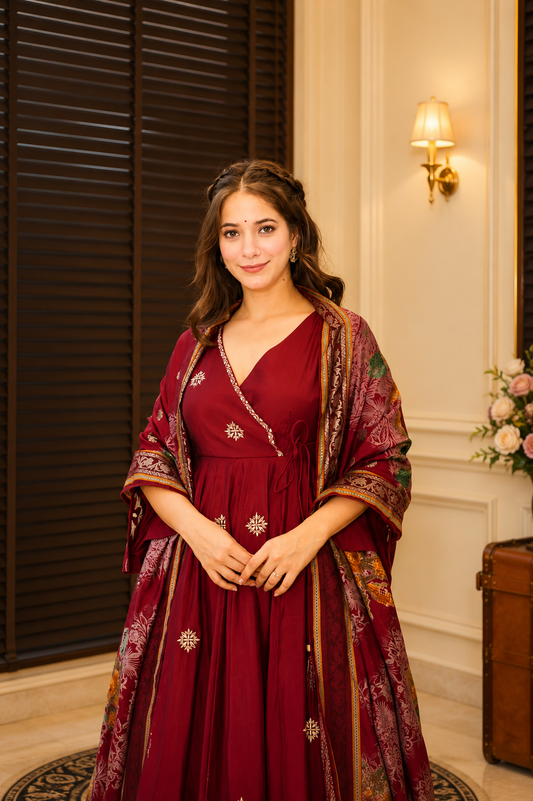 RAYON COTTON ZARI EMBROIDERY ANARKALI SUIT
