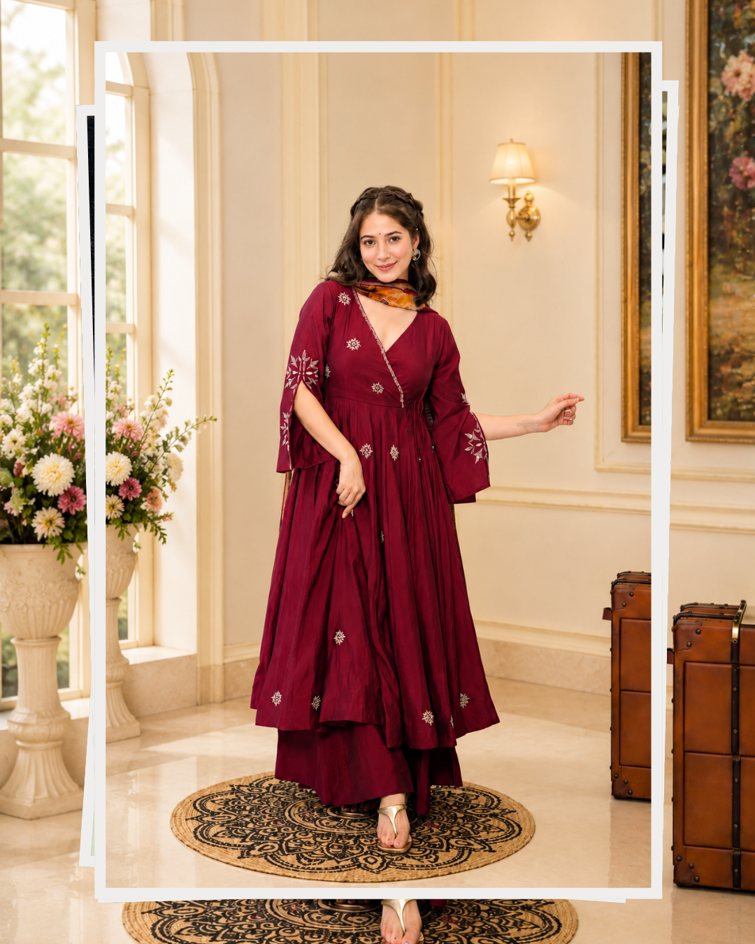 RAYON COTTON ZARI EMBROIDERY ANARKALI SUIT