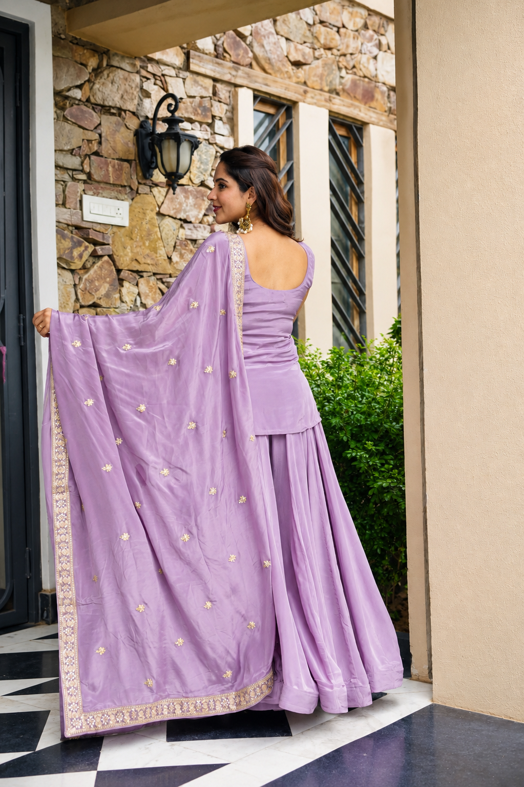 Royal Diamond Silk Sequins Sarara Suit Set – Elegant Ethnic Wedding Wear