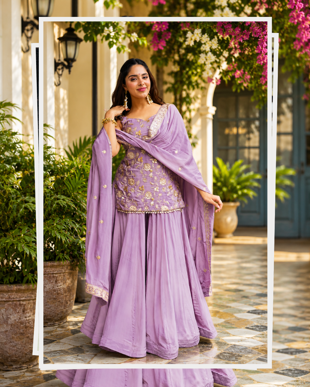 Royal Diamond Silk Sequins Sarara Suit Set – Elegant Ethnic Wedding Wear