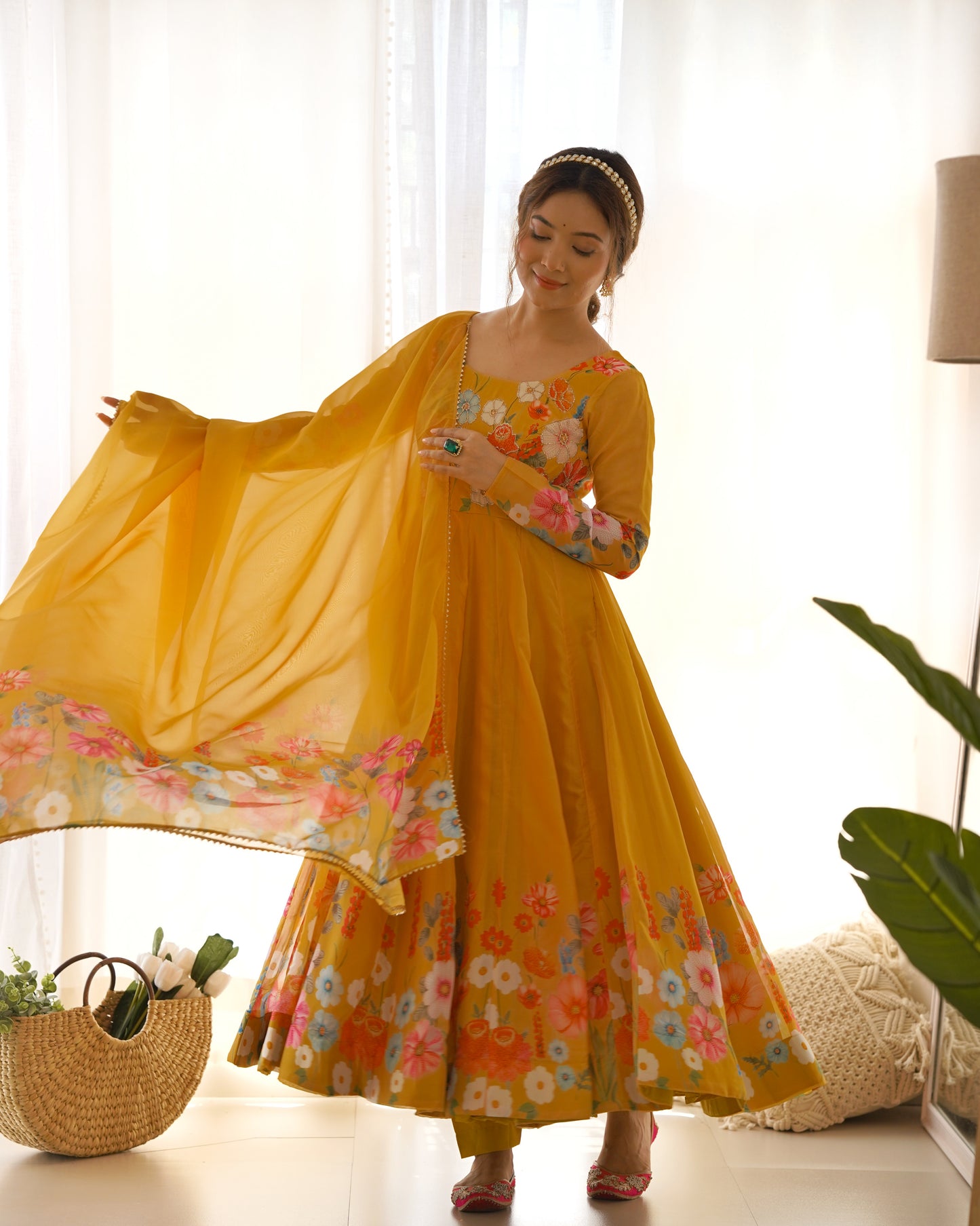 Floral Organza Silk Anarkali Suit Set For Women – Wedding &amp; Festive Collection 🌸