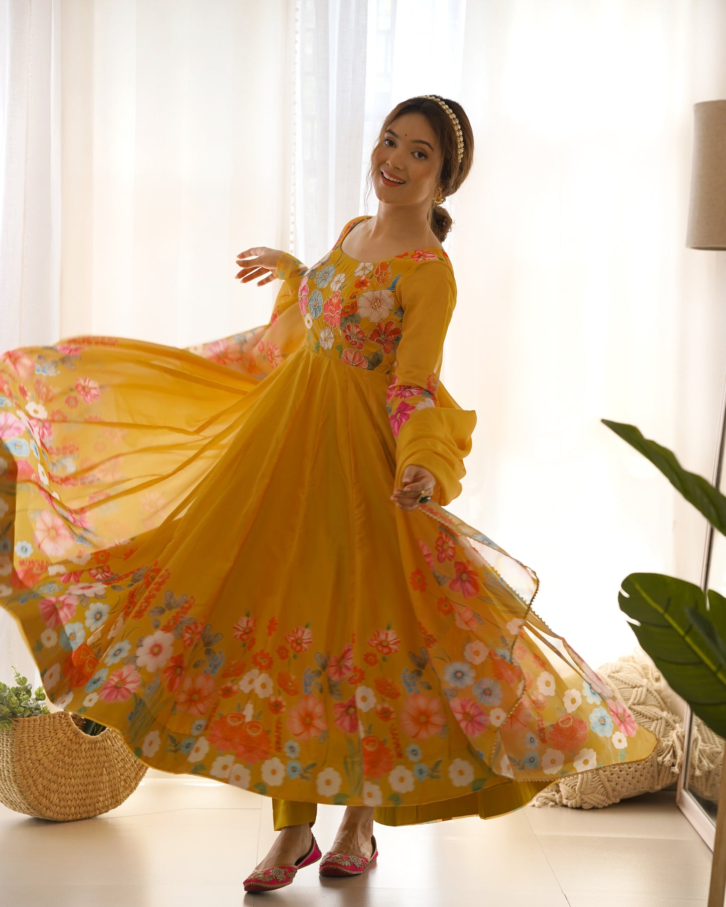 Floral Organza Silk Anarkali Suit Set For Women – Wedding &amp; Festive Collection 🌸