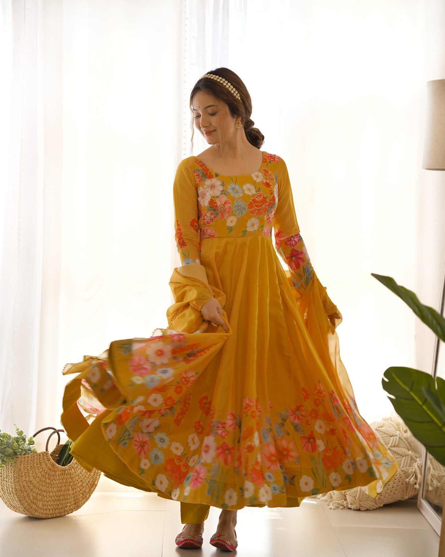 Floral Organza Silk Anarkali Suit Set For Women – Wedding &amp; Festive Collection 🌸
