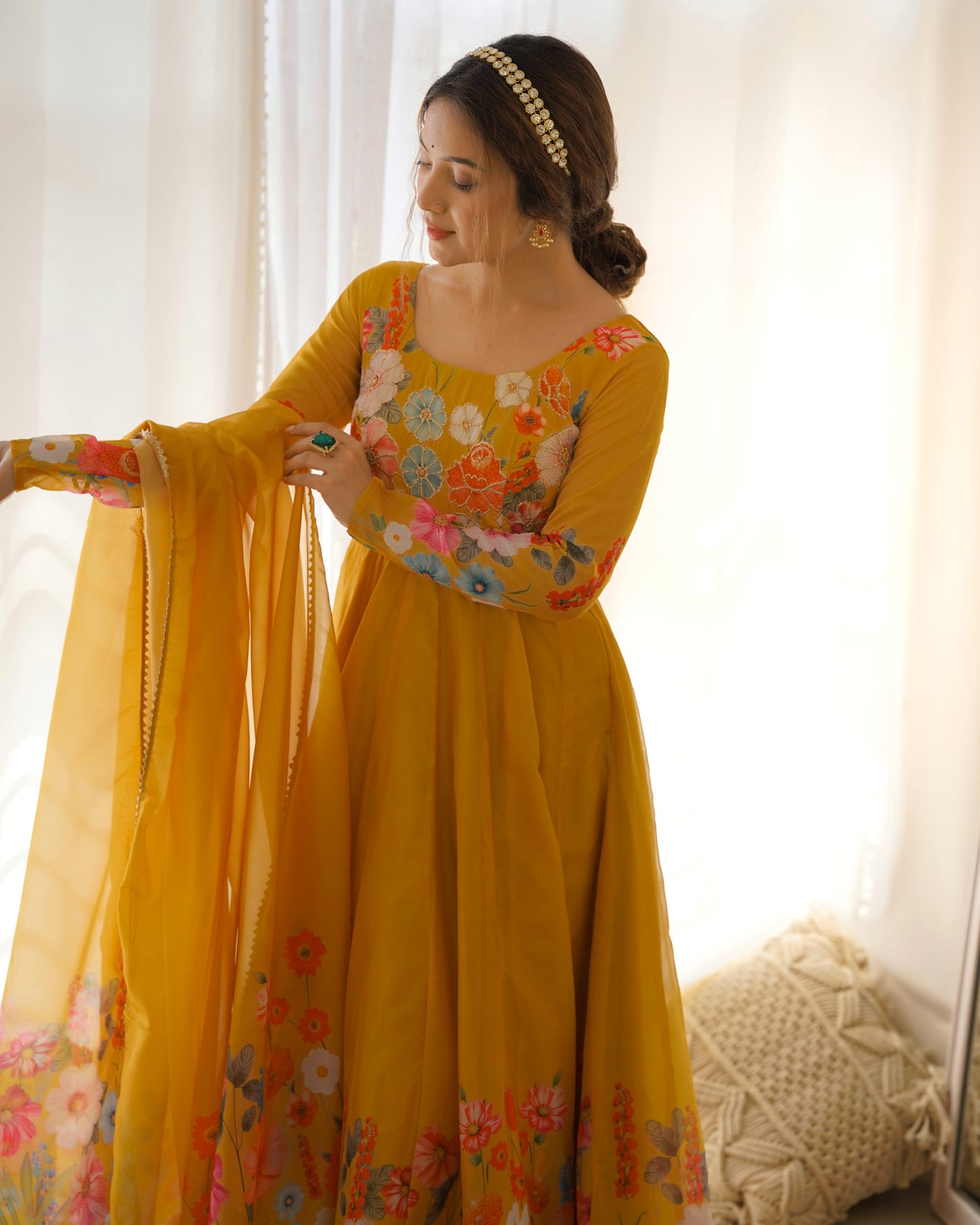 Floral Organza Silk Anarkali Suit Set For Women – Wedding &amp; Festive Collection 🌸