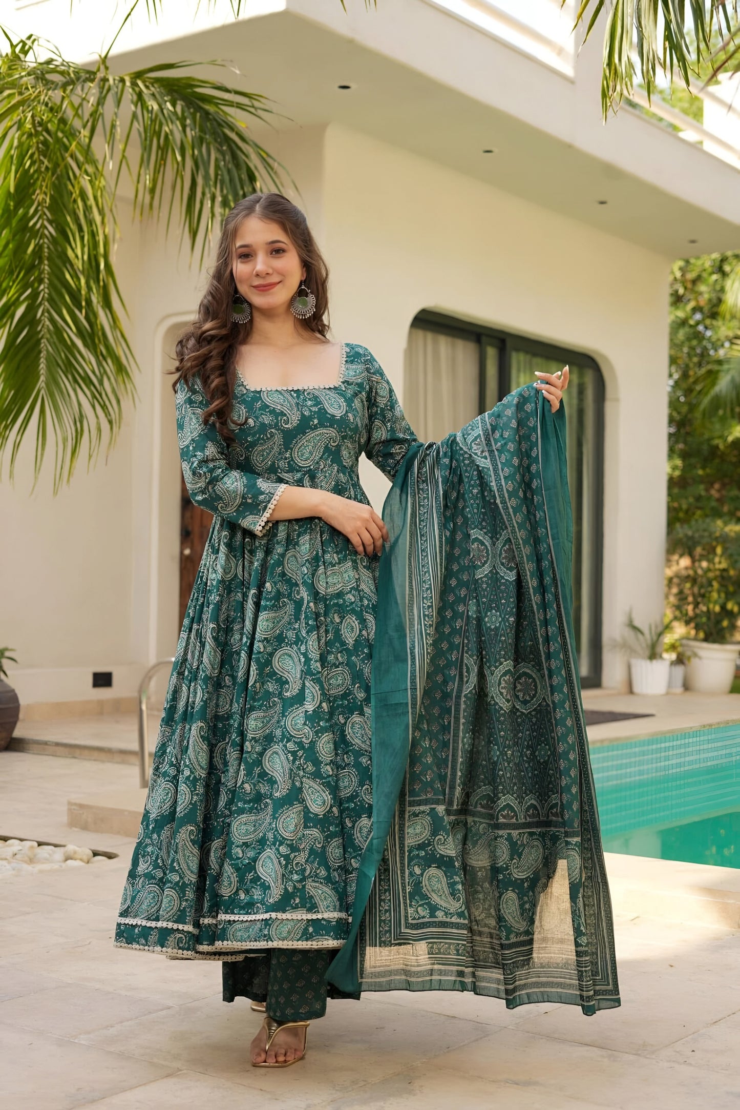Elaira Printed Muslin Anarkali Set ✨🌸