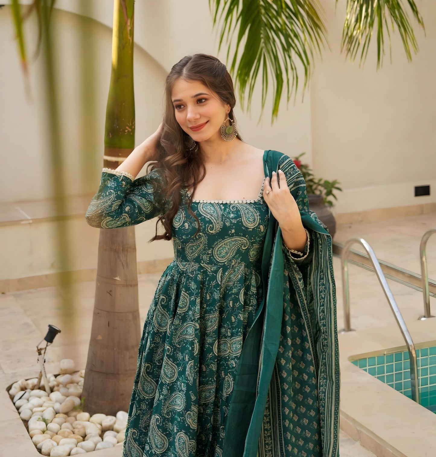 Elaira Printed Muslin Anarkali Set ✨🌸
