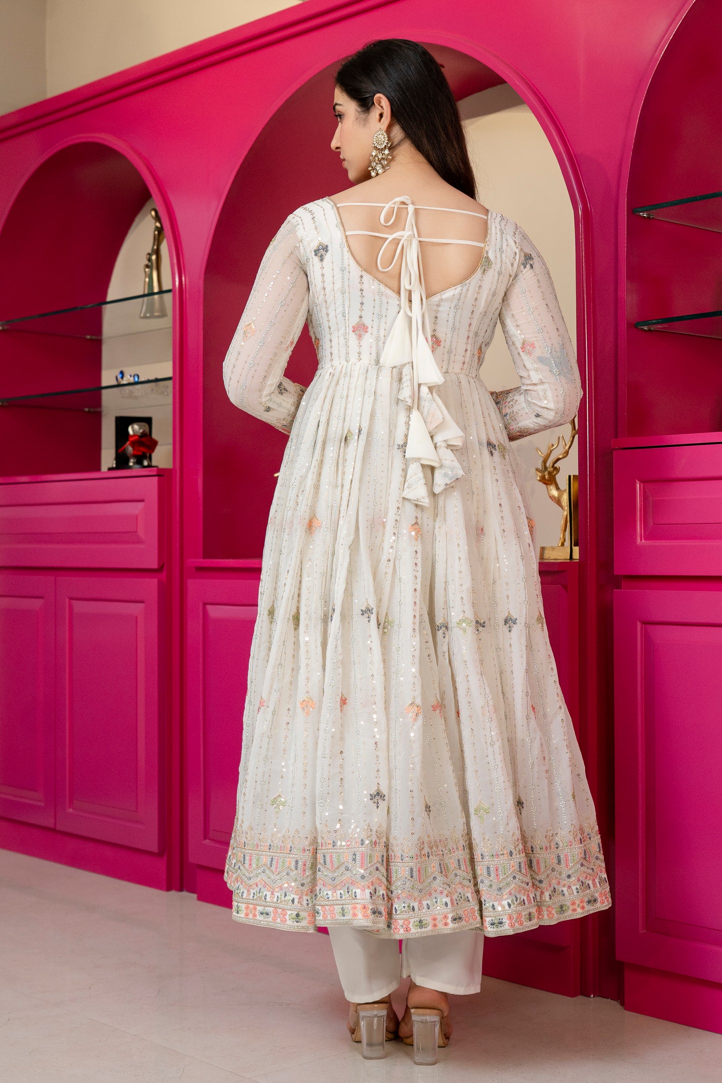Multicolor Zari Sequins Faux Blooming Anarkali Suit Set – Festive Glamour