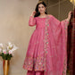 ELEGANT SOFT CRUNCHY SILK GOWN SET – SEQUINS &amp; THREAD WORK ✨
