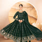 DARK GREEN STAR GEORGETTE ANARKALI SUIT – HEAVY SEQUINS &amp; THREAD WORK ✨