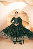 DARK GREEN STAR GEORGETTE ANARKALI SUIT – HEAVY SEQUINS &amp; THREAD WORK ✨
