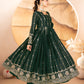 DARK GREEN STAR GEORGETTE ANARKALI SUIT – HEAVY SEQUINS &amp; THREAD WORK ✨
