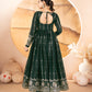 DARK GREEN STAR GEORGETTE ANARKALI SUIT – HEAVY SEQUINS &amp; THREAD WORK ✨