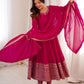 Premium Blooming Vichitra Silk Anarkali Suit Set For Women 💖