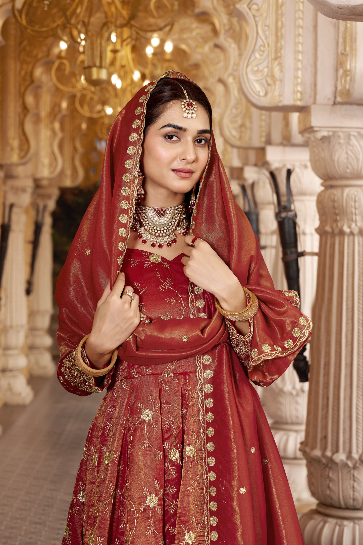 RUST HEAVY COSMOS ANARKALI SUIT – 3MM SEQUINS &amp; EMBROIDERY ✨