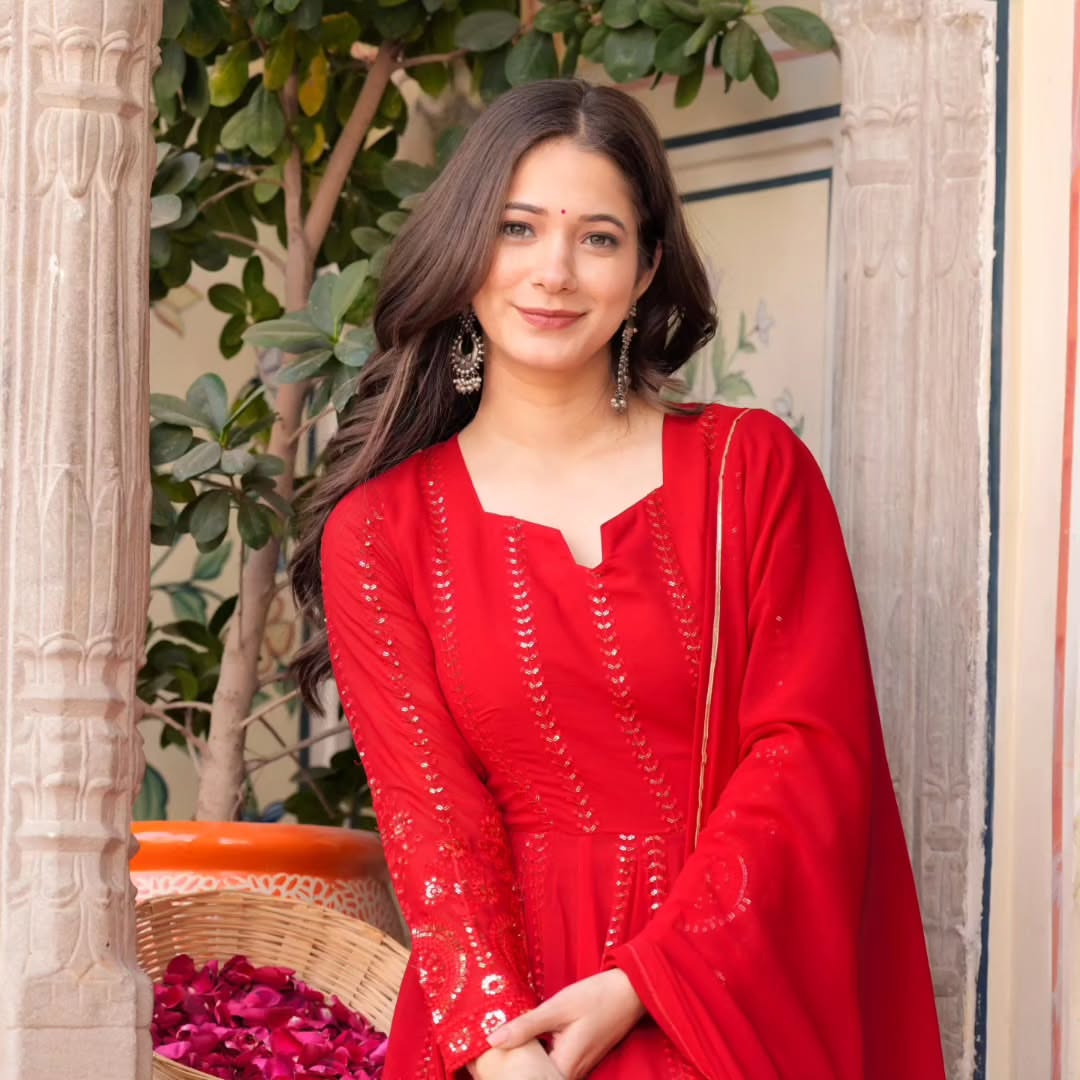 Ruhani Red Flared Anarkali Set ❤️✨