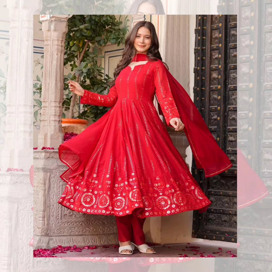 Ruhani Red Flared Anarkali Set ❤️✨