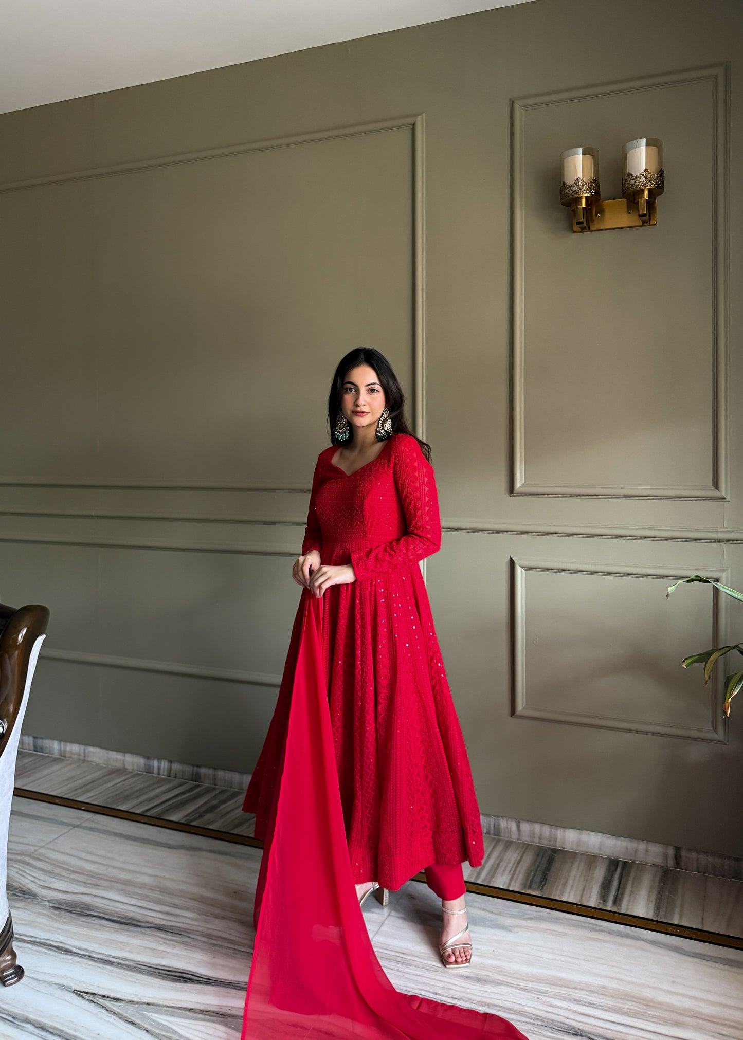 Elegant Lucknowi Georgette Anarkali Suit Set For Women 🖤