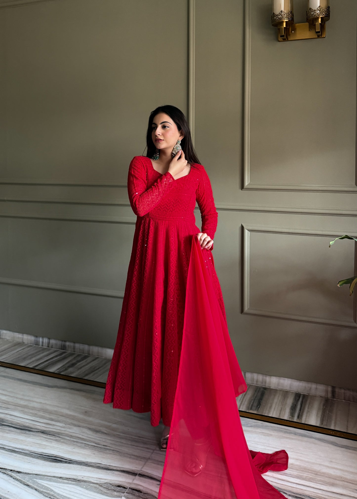 Elegant Lucknowi Georgette Anarkali Suit Set For Women 🖤