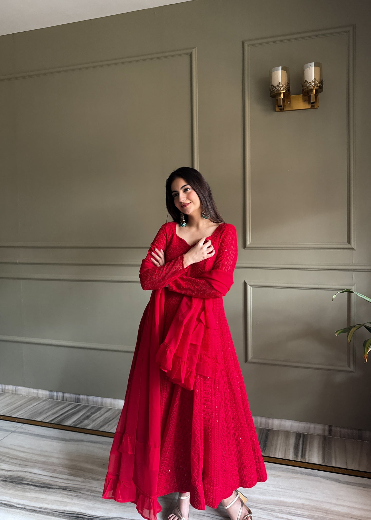 Elegant Lucknowi Georgette Anarkali Suit Set For Women 🖤