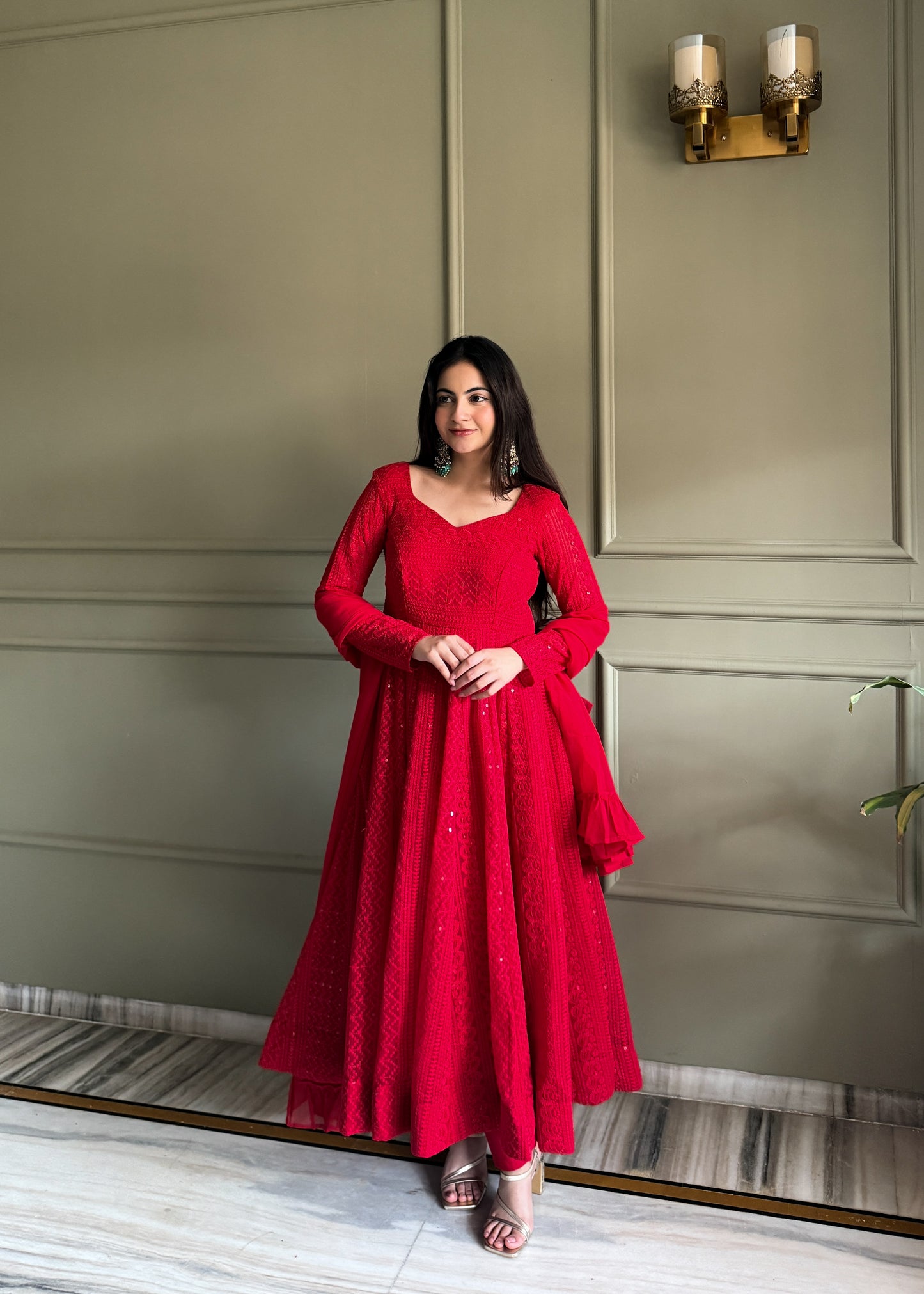 Elegant Lucknowi Georgette Anarkali Suit Set For Women 🖤