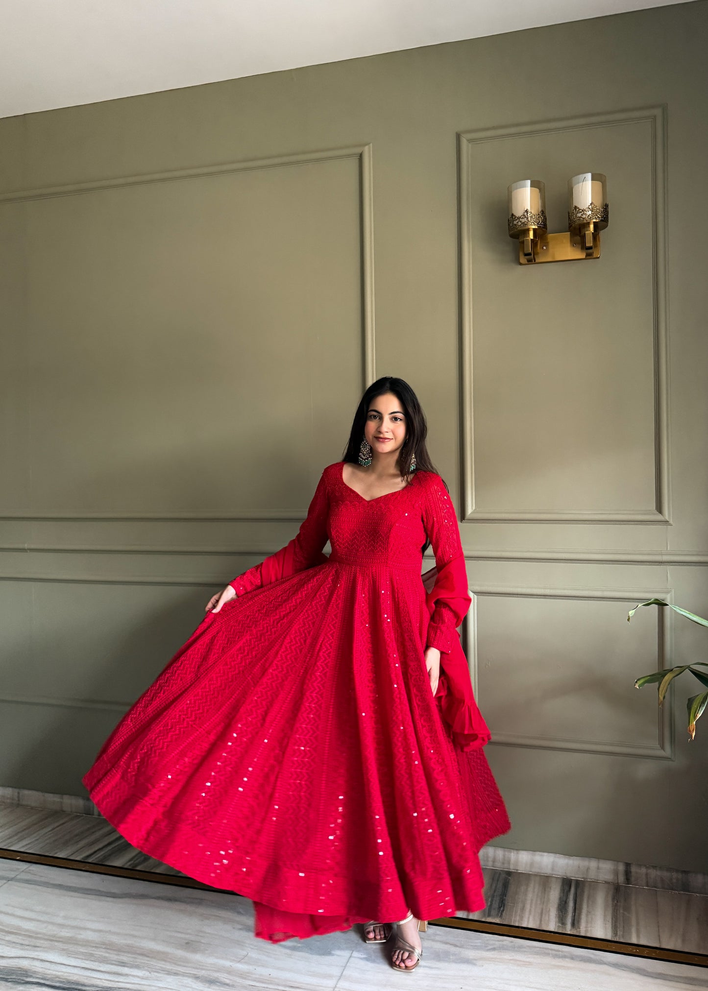 Elegant Lucknowi Georgette Anarkali Suit Set For Women 🖤