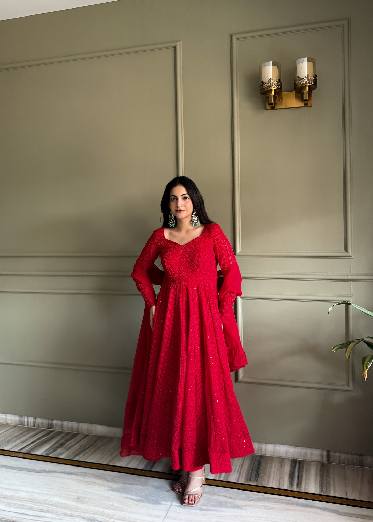 Elegant Lucknowi Georgette Anarkali Suit Set For Women 🖤