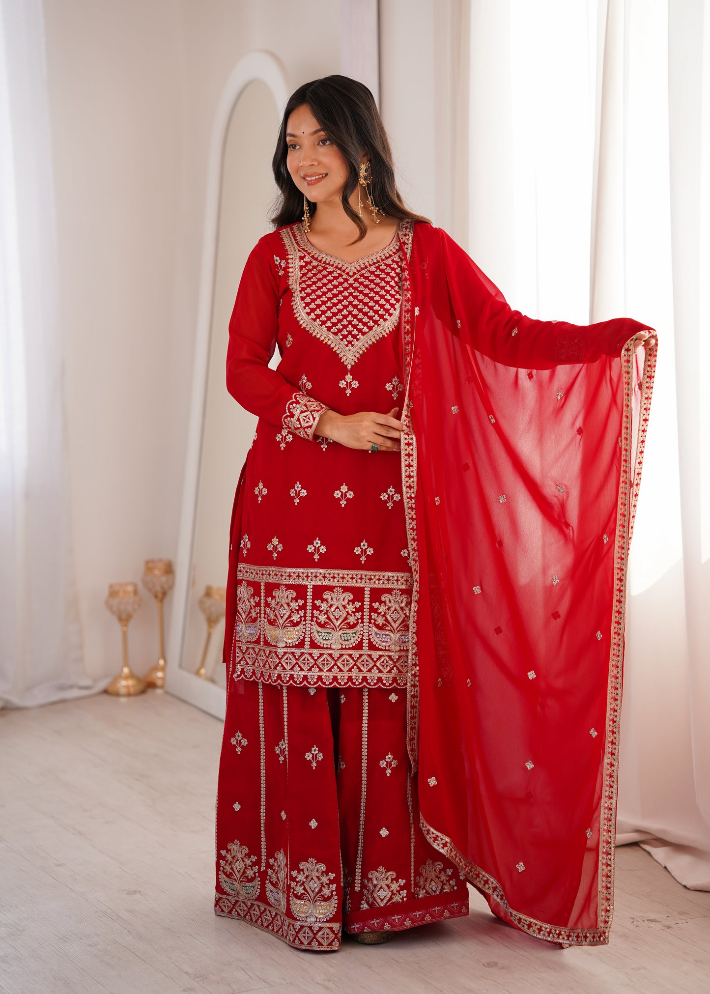 Designer Fox Georgette Sharara Suit Set For Women