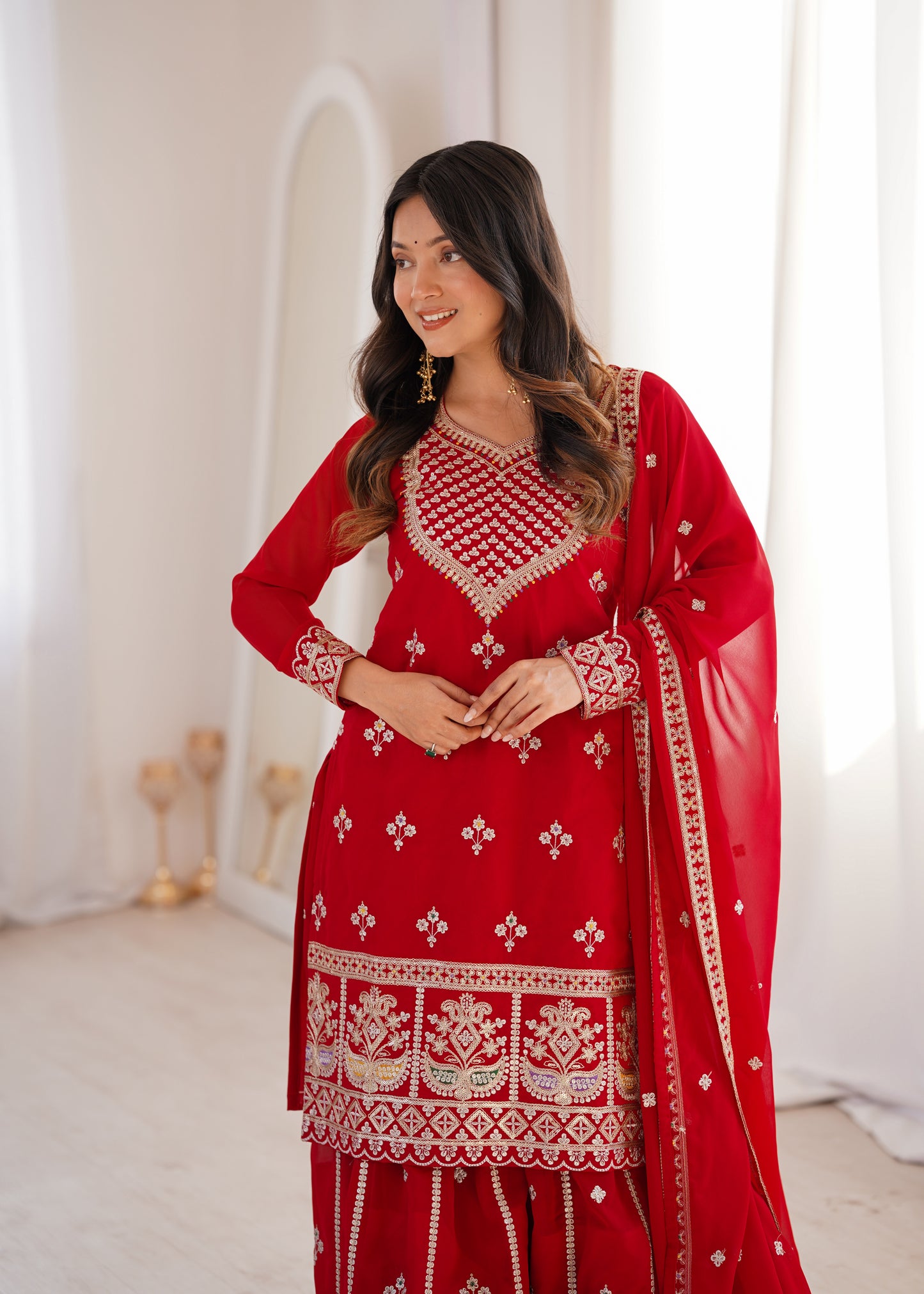 Designer Fox Georgette Sharara Suit Set For Women