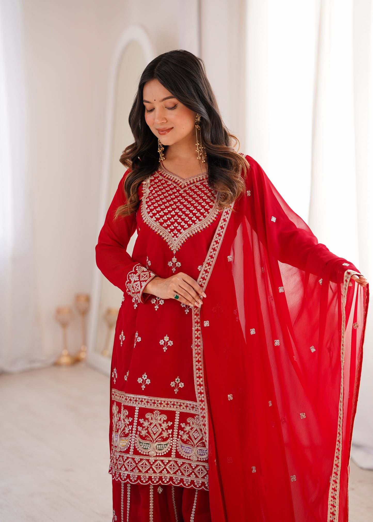 Designer Fox Georgette Sharara Suit Set For Women