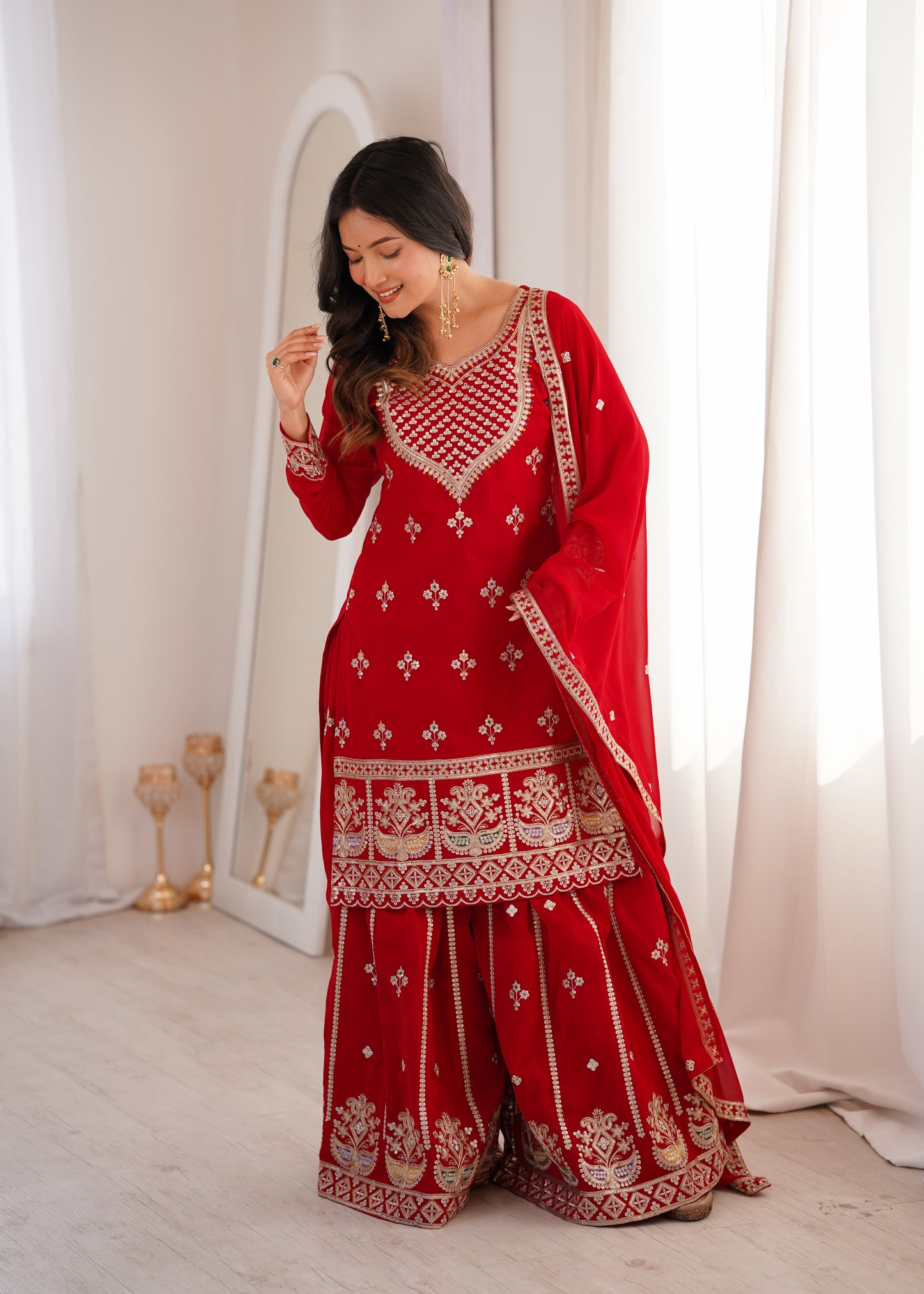 Designer Fox Georgette Sharara Suit Set For Women