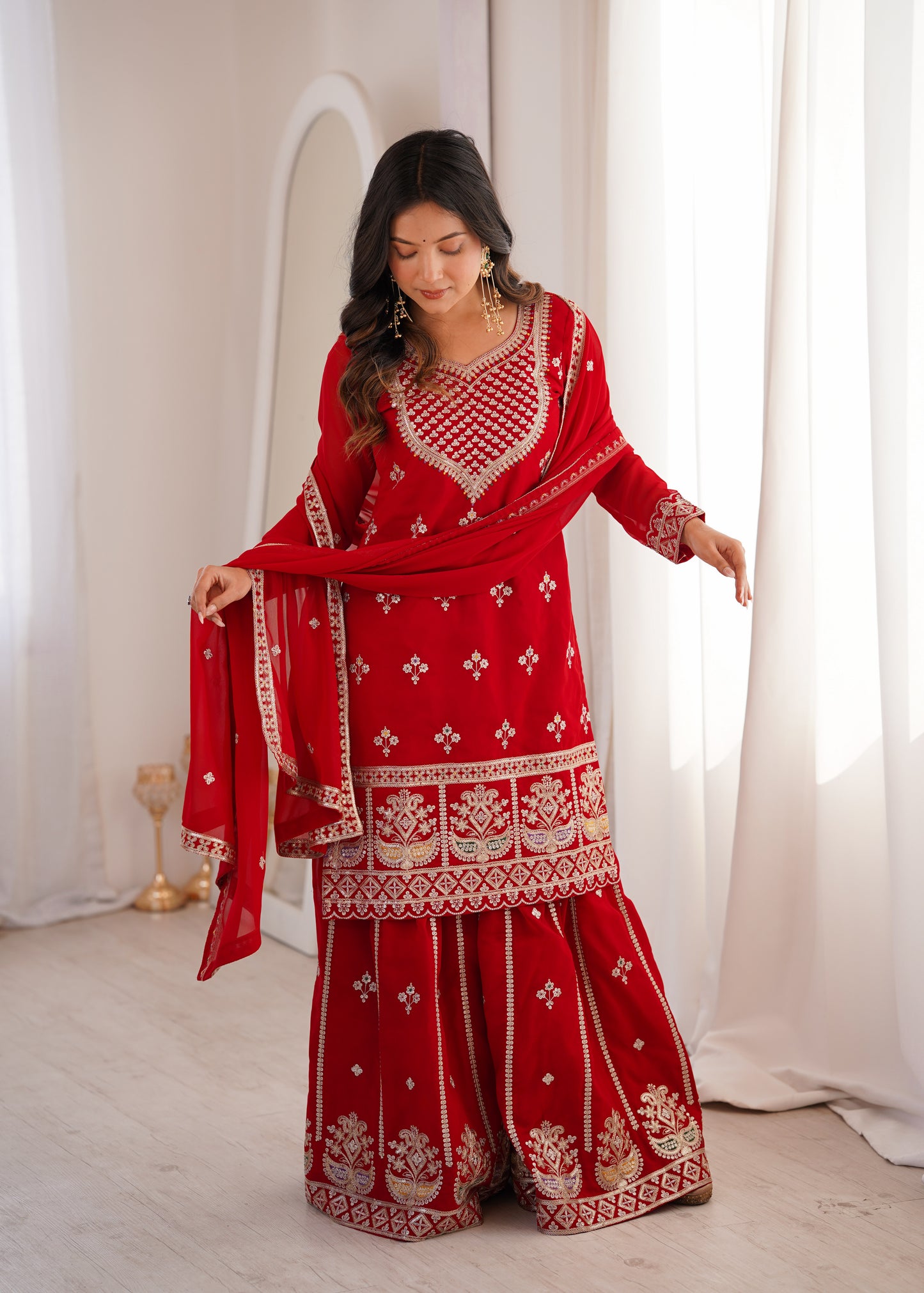 Designer Fox Georgette Sharara Suit Set For Women